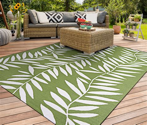 Covington Bamboo Leaves Lime Indoor/Outdoor Area Rug - Multiple Sizes ...