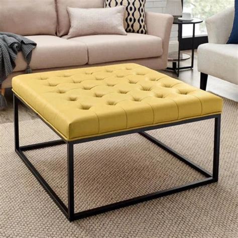 Wide Leatherette Tufted Square Coffee Table For Living Room at Rs 12199.00 | Designer Coffee ...