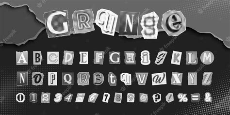 Premium Vector | Blackwhite letters numbers and punctuation marks cut from newspapers and ...