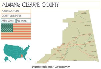 Large Detailed Map Cleburne County Alabama Stock Vector (Royalty Free) 2248883979 | Shutterstock