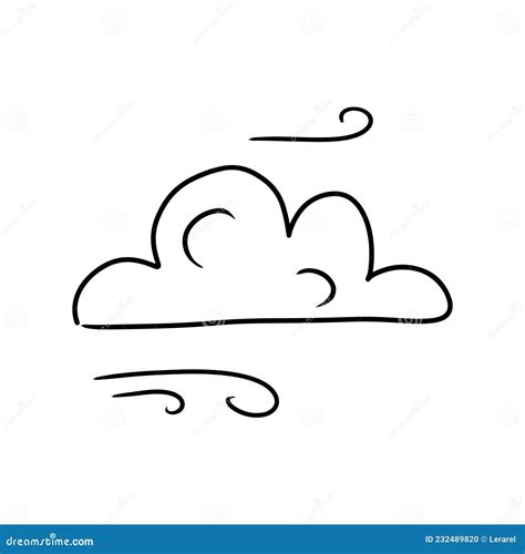 Cloud and Wind. Doodle Sketch Isolated on White Background Stock Vector ...