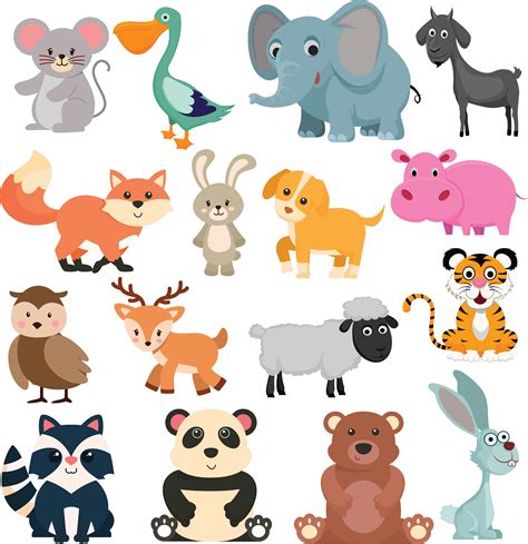 Animal Cartoon Clipart Cut Animals Digital Design Animal - Etsy