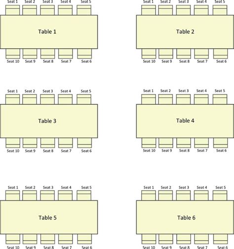 Seating Chart Printable Template