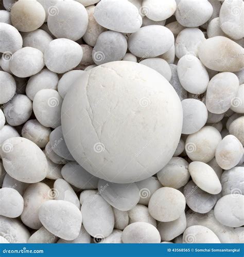 Big White Rock Laid On Small Round Pebble, Circle Stone Stock Photo - Image: 43568565