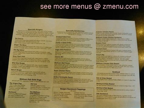 Menu at Midtown Grill restaurant, Yuba City