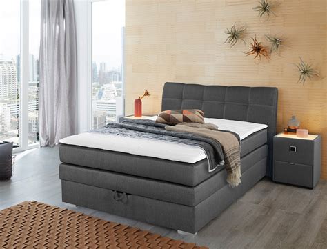 Boxspringbett Amalina 140x200 braun + Nachttisch mit Beleuchtung ...