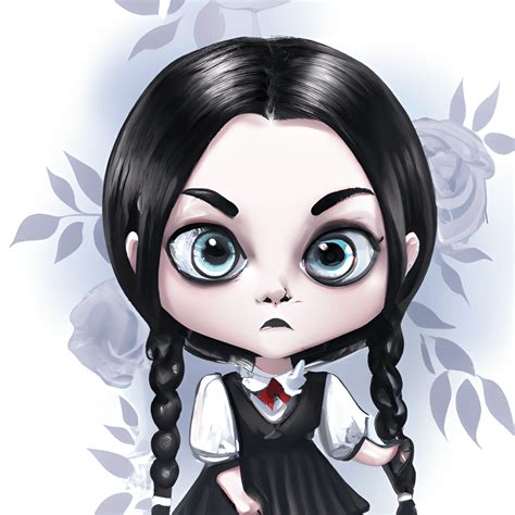 Beau mercredi Addams Chibi · Creative Fabrica