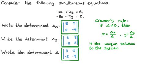 Question Video: Finding the Determinants in Cramer’s Rule | Nagwa