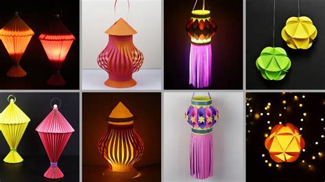 4 Easy Paper Lantern/Lamp Making Ideas | Diwali Decoration Ideas At Home | Christmas Decorations ...