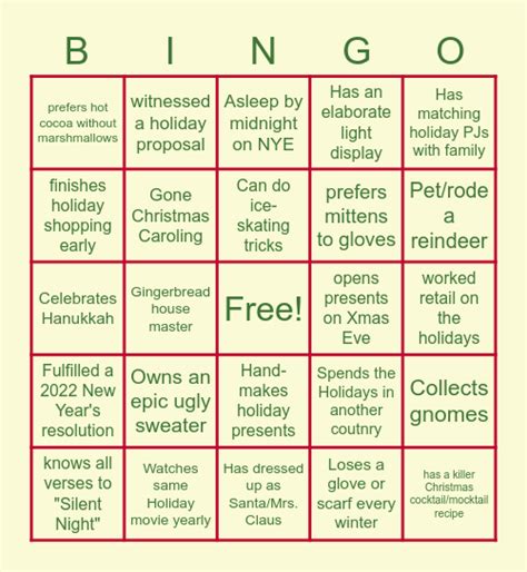 Holiday Bingo Card