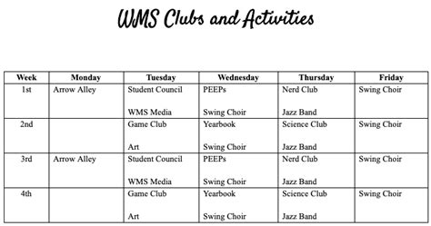 WMS Clubs and Activities | Middle School