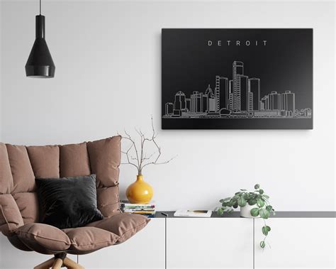 Detroit Canvas Art Print Detroit Skyline Canvas Wall Art - Etsy UK