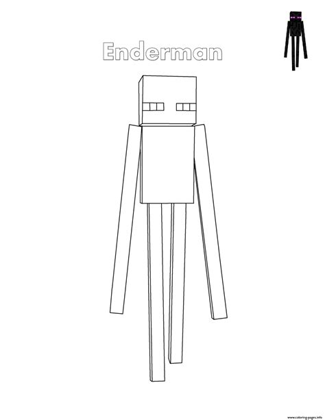 Cute Cartoon Enderman With Block Coloring Page Coloring Pages | Images ...