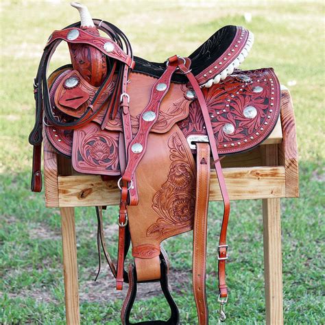 WESTERN BARREL RACING PLEASURE TRAIL SADDLE LEATHER HORSE TACK SET 16 ...