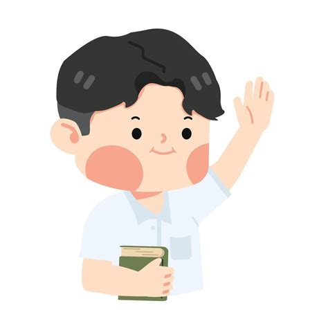 Kid Boy student Raising Hand cartoon 37275001 Vector Art at Vecteezy