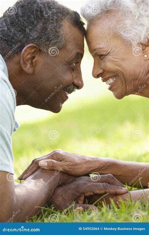 Portrait of Romantic Senior African American Couple in Park Stock Photo - Image of american ...