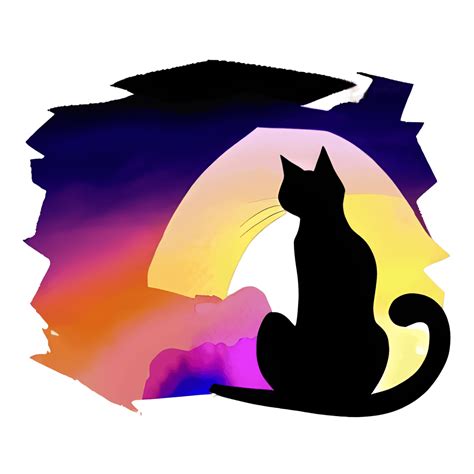 Silhouette Cat Sunset TShirt Design · Creative Fabrica