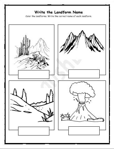 Landforms of the World Identification Worksheets - EnglishBix