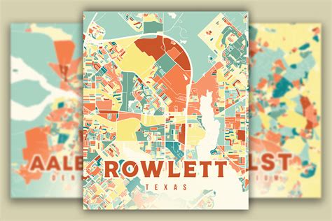 Rowlett Texas Colorful Map Graphic by Poster Boutique · Creative Fabrica