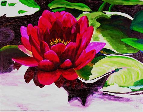 Red lotus Painting by Erin O'Brien - Pixels