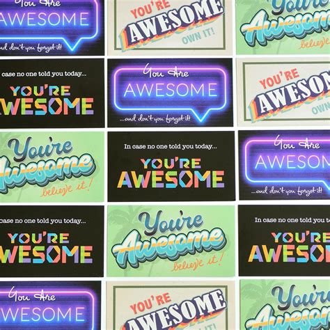 Buy Youngever 300 Pack You Are Awesome Cards, 4 Unique Inspirational Designs Cards, Business ...