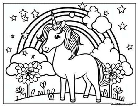 Unicorn Coloring Pages - Superstar Worksheets