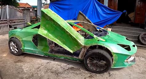 Homemade Lamborghini Aventador Replica Is Made From Cardboard, Runs On Scooter Engine | Carscoops