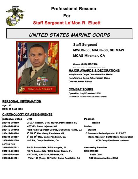 Usmc Resume Template