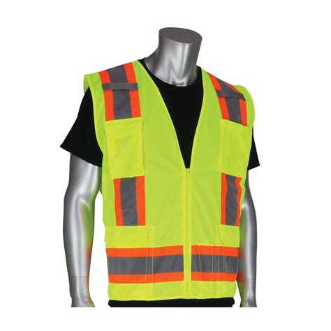 SAFETY VEST HI VIZ YELLOW CLASS 2 W/ZIPPER 11 POCKET SOLID FRONT/MESH BACK S (PRI-302-0500-YEL/S ...