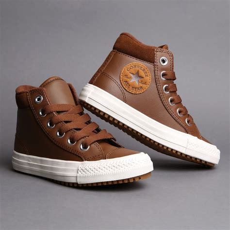 Autumn style meets Converse in these brown leather high top lace up ...