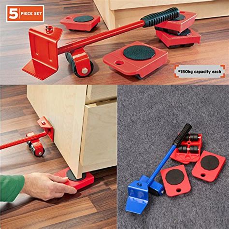 5Pcs Furniture Movers Lifter Transport Tool Set Lift System with 1 Lifter & 4 Sliders for Heavy ...