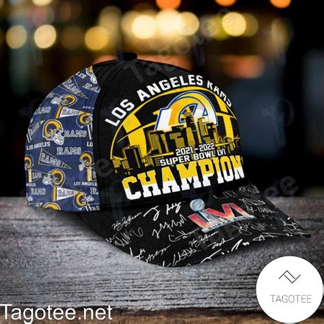 Los Angeles Rams Super Bowl Lvi Champions Signatures Cap - Tagotee