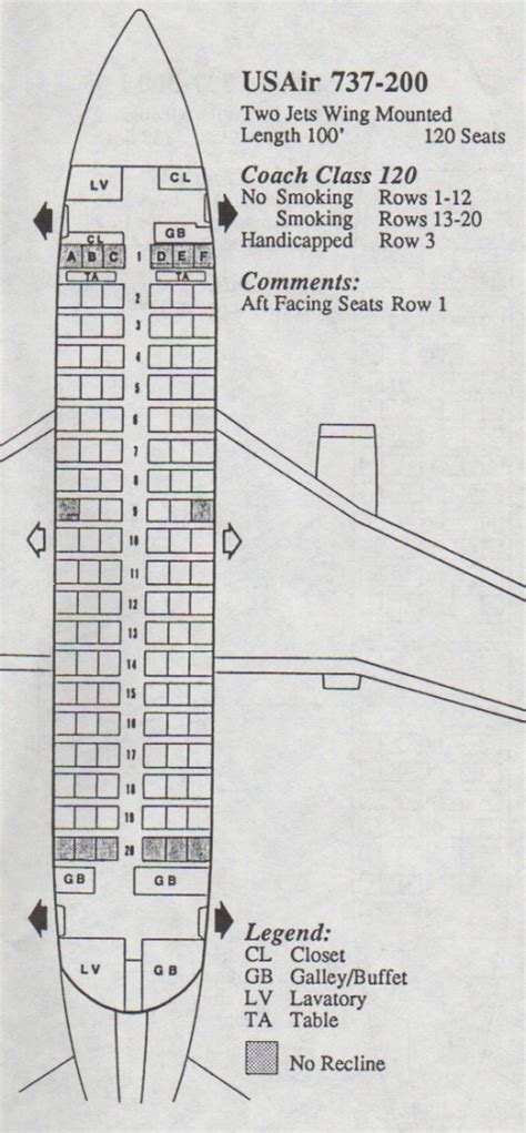 Vintage Airline Seat Map: USAir Boeing 737-200 - Frequently Flying