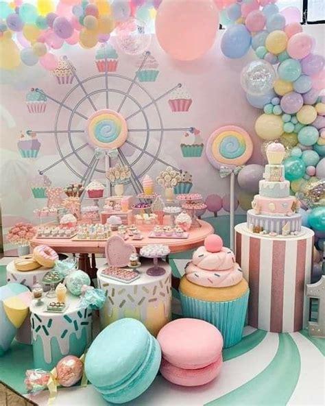 Candy Shop Theme Birthday Party - Dreamy Pastel Rainbow Balloon Arch ...