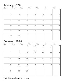 Download 1876 Printable Calendars