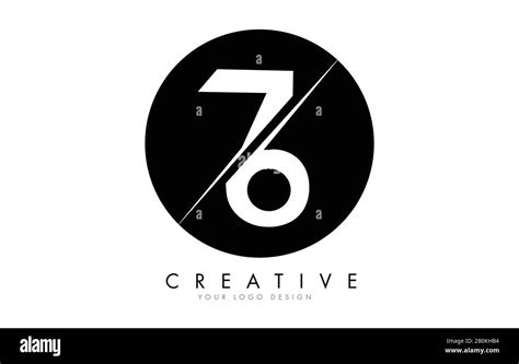 76 7 6 Number Logo Design with a Creative Cut and Black Circle ...