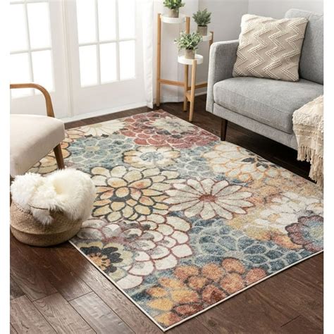 Well Woven Leeza Modern Multi Blue Floral Geometric Pattern Area Rug - Walmart.com - Walmart.com