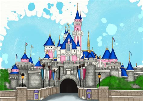 Disneyland Hong Kong Sleeping Beautys Castle Disney Art Illustration Aquarelle Chambre à coucher ...
