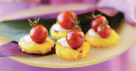 Sweet polenta corn cakes with balsamic tomatoes