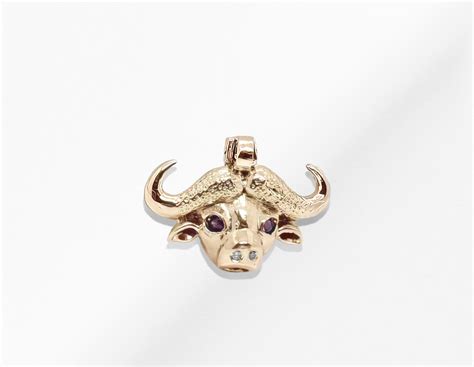 14K Gold Bull Pendant with Natural Ruby and Natural Diamonds – JCM ...