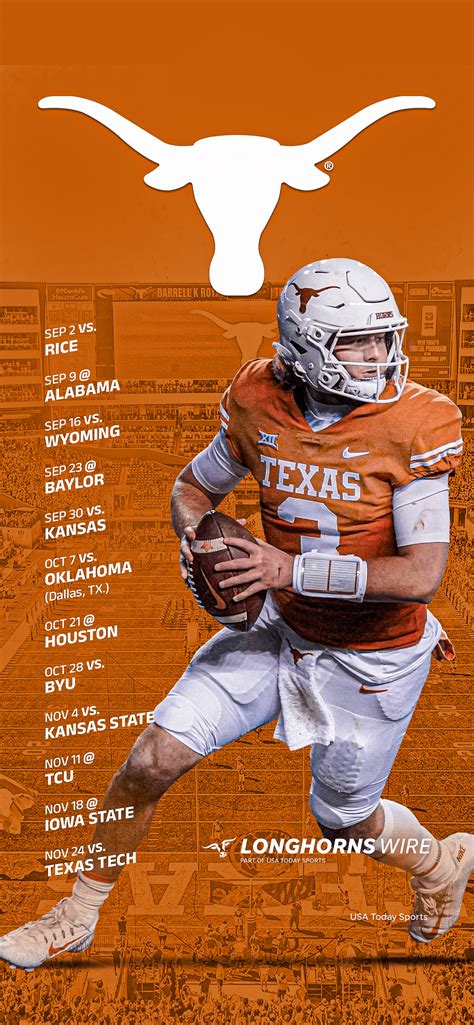 2023 Texas Longhorns Football Schedule: Downloadable phone Wallpaper