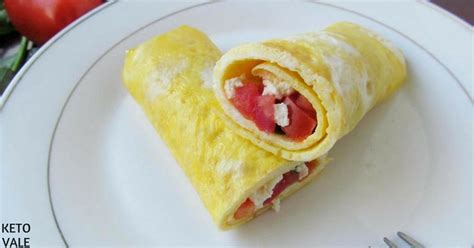 Egg Wrap with Feta Cheese Tomato Low Carb Recipe | Keto Vale