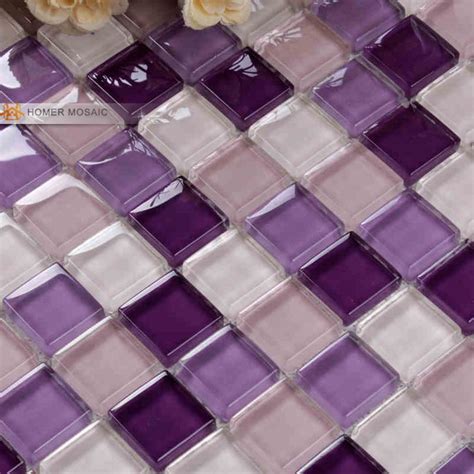 purple color crystal glass mosaic, glass tiles for kitchen backsplash ...