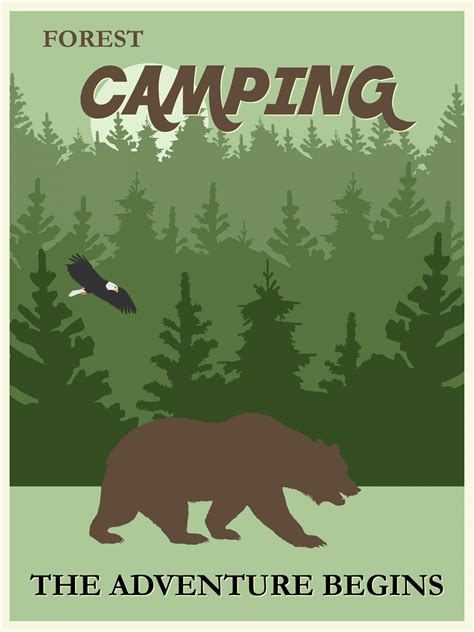 Vintage Forest Camping Poster Free Stock Photo - Public Domain Pictures