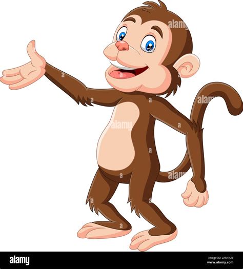 Cartoon happy monkey presenting on white background Stock Vector Image & Art - Alamy