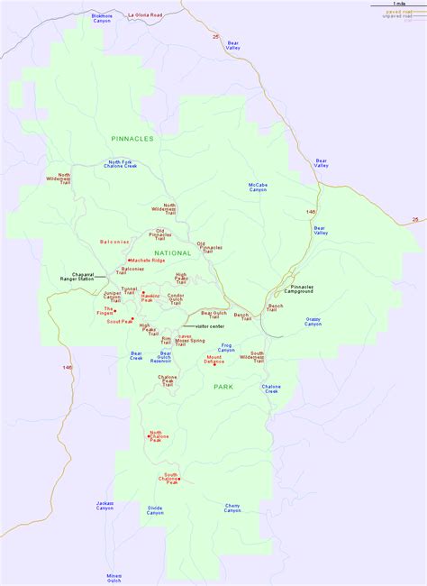 Map of Pinnacles National Park, California