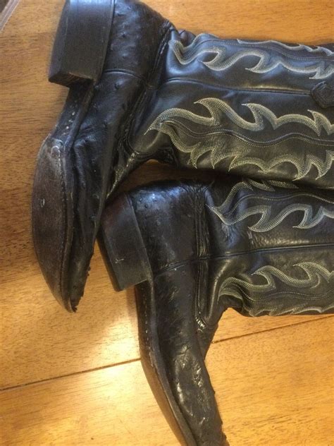 Nocona Boots Ostrich Black Leather Cowboy Western Boo… - Gem