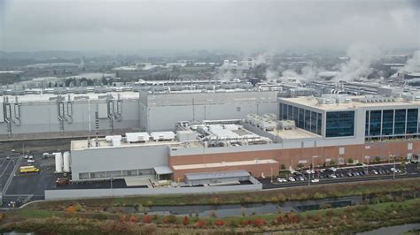 5.5K stock footage aerial video of the Intel manufacturing plant at ...