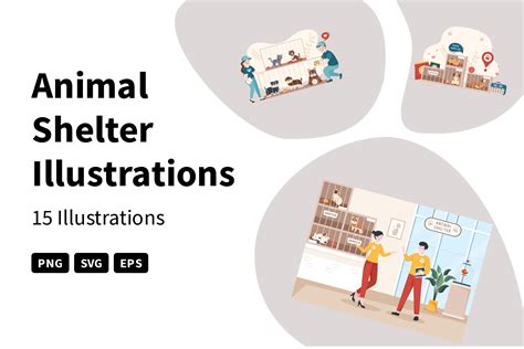 Animal Shelter Illustration Pack - 15 Buildings Illustrations | SVG, PNG, EPS Available