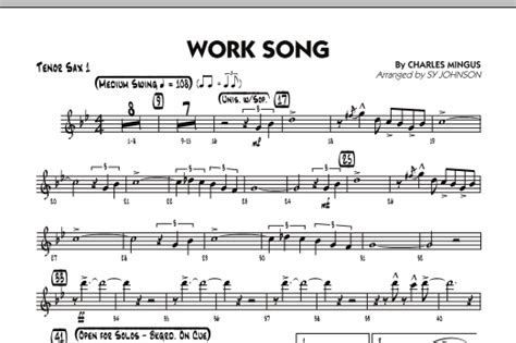 Work Song - Tenor Sax 1 Sheet Music | Sy Johnson | Jazz Ensemble